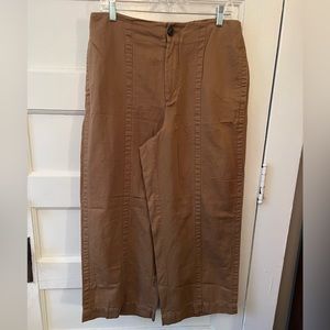 Gently worn LOFT wide-leg capri trousers. Tan; Size 12
